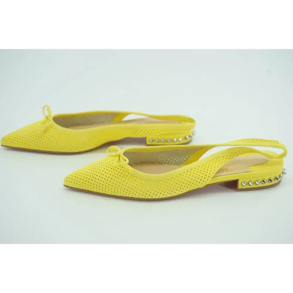 Christian Louboutin Hall Pointy Toe Slingback Ballet Flat Spiked Suede